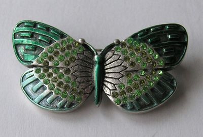 Monet Pave Rhinestone Green Butterfly Pin.jpg