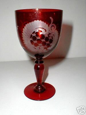 It reminds me of a Egermann-Bohemian-Glass-Cranberry-Ruby-Cut-to-Clear goblet I have.