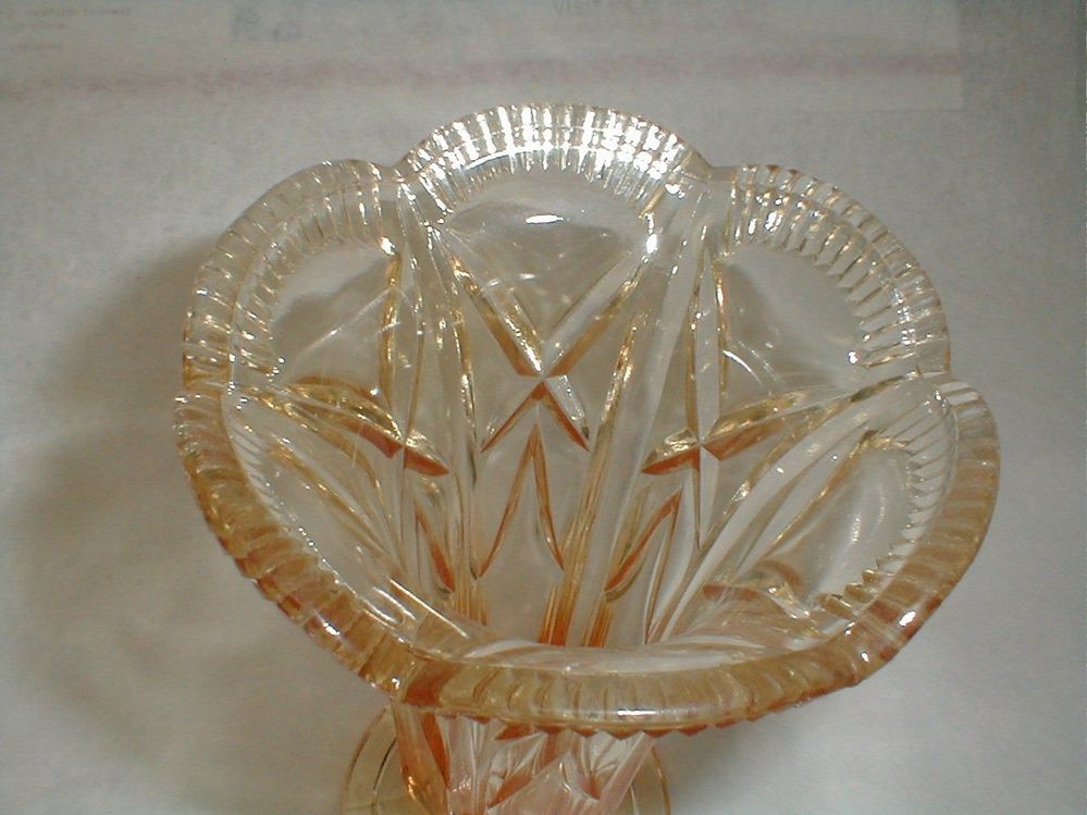 carnival glass vase scalloped mystery marigold peach.jpg