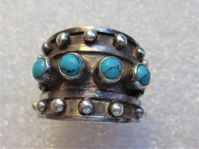 Sterling and turquoise ring no signature.