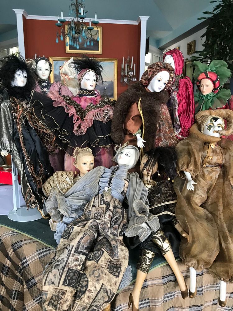12 dolls, all elaborate costumes
