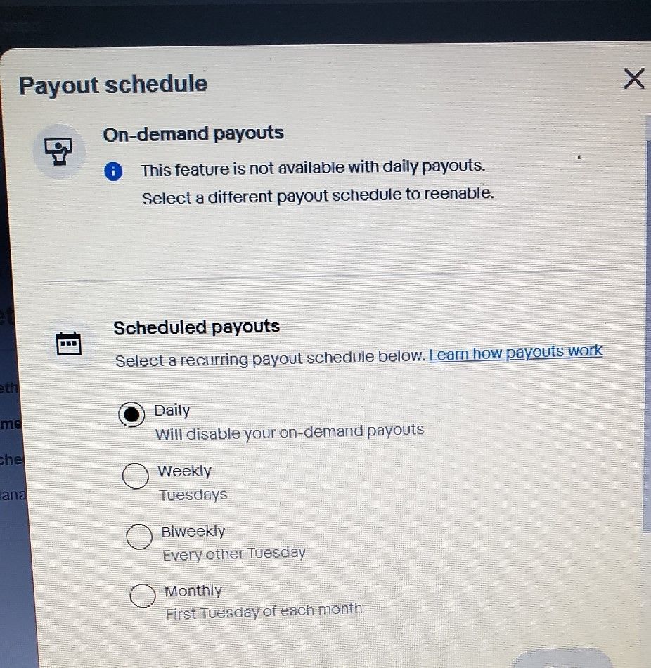 Payout schedule - I cannot get rid of "daily"