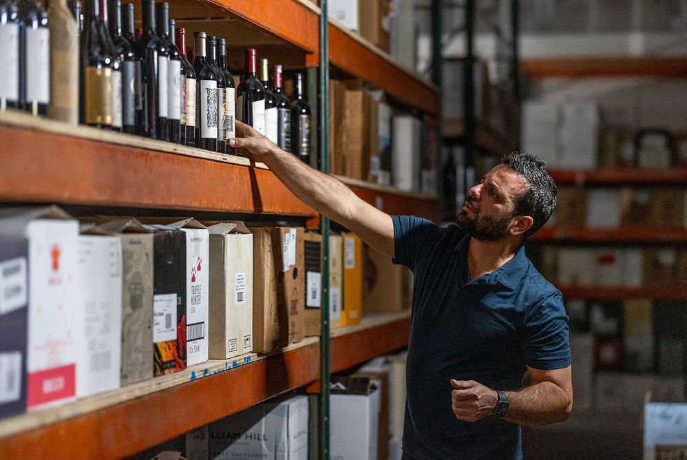 Yiannis, perusing his warehouse selection.
