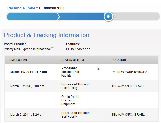 What does 'processed through ISC New York' mean on USPS tracking?