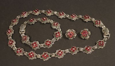 Garnet and sterling silver parure.