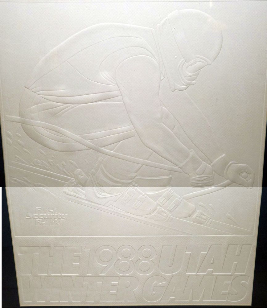 No 6 Is an embossed work, it was made for Utah’s bid for the Olympics for 1988 where First Security Bank was a large donor.