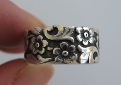 floral flower scroll ribbed band sterling ring (11).JPG