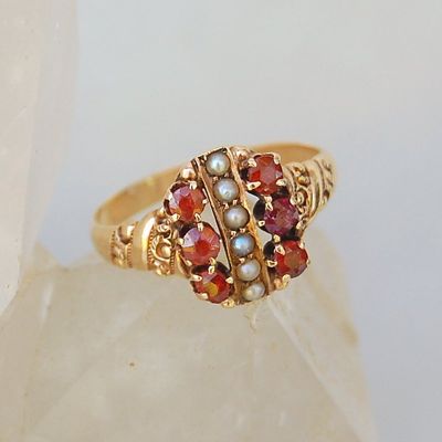 red stone seed pearl victorian ring front.jpg