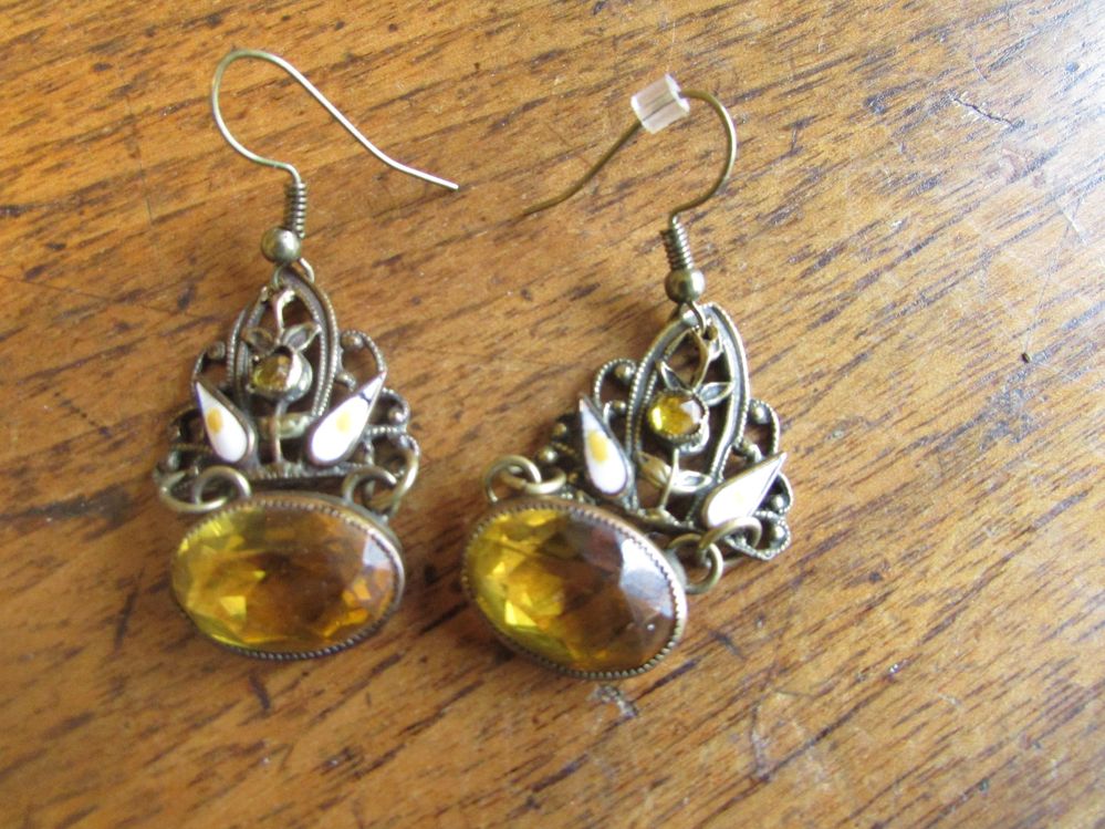 Enamel & rhinestone earrings