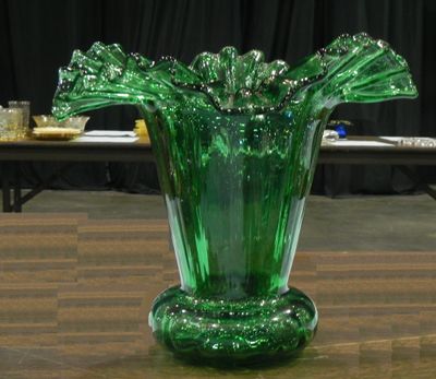 Silent auction vase which went for a fair price. Love the ruffles.