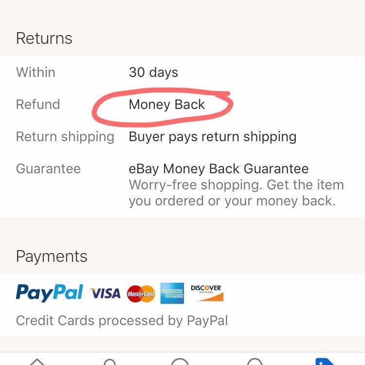 Needs clarification. Money back *for item cost* buyer responsible for  shipping both ways.