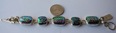 Dichroic Glass 925 Sterling Silver Link Bracelet Toggle Clasp.jpg