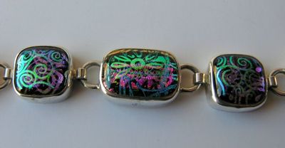 Dichroic Glass 925 Sterling Silver Link Bracelet Toggle Clasp 1.jpg