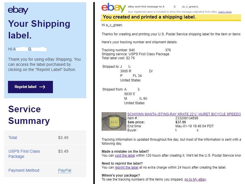 New (left) vs. Old (right) Shipping Confirmation records