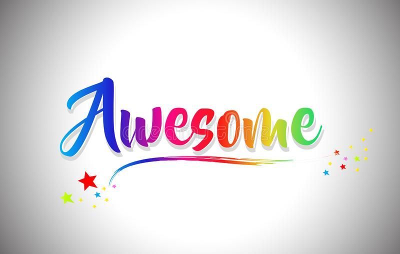 awesome-handwritten-word-text-rainbow-colors-vibrant-swoosh-design-vector-illustration-140554833