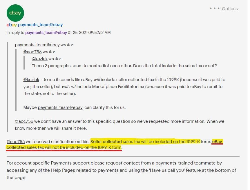 Does the ebay 1099k total Gross include the sales The eBay Community