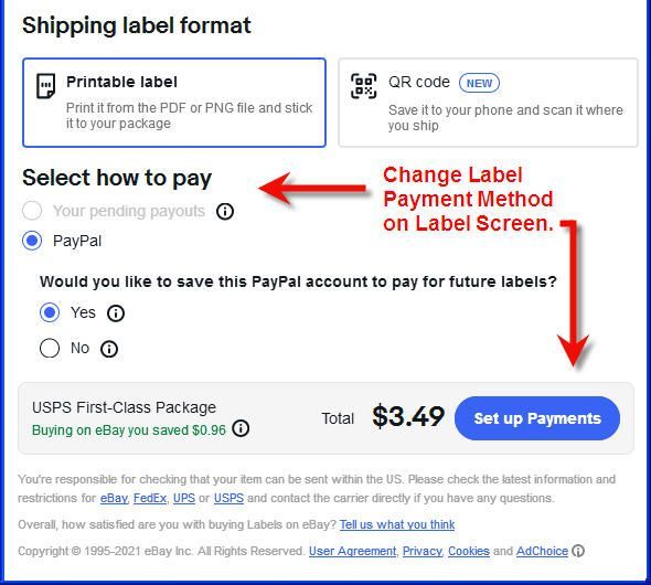 Shipping Label - payment method - PayPal