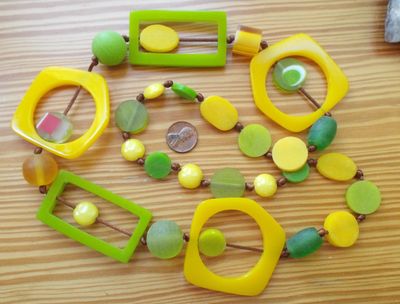 Groovy lime green and yellow necklace - long sold