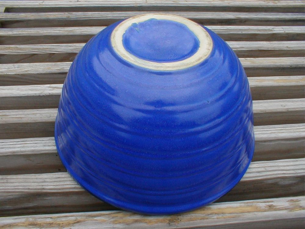 blue ring ware batter mixing bowl pottery large P1010036.JPG