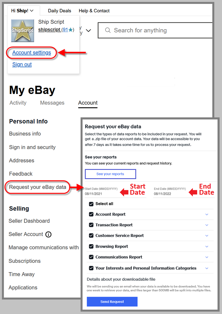 Account - Request eBay Data (2022)