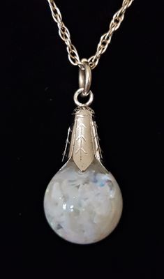 Sterling Floating Opal pendant  (signed H) necklace