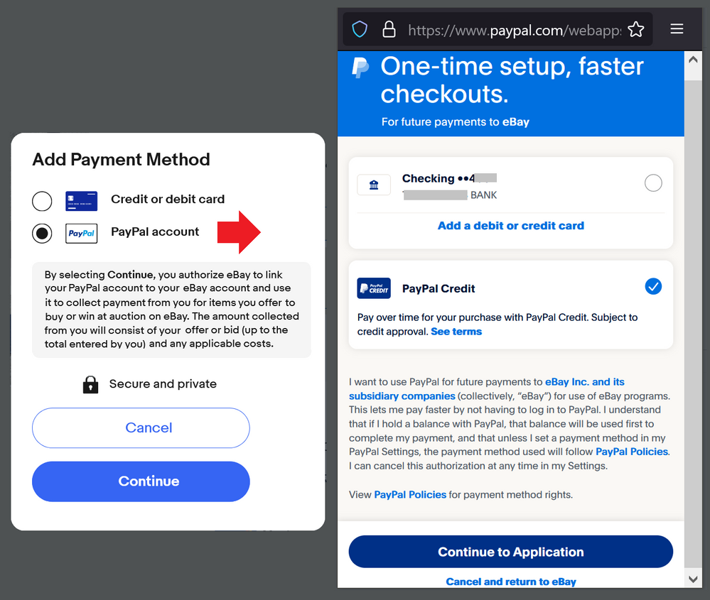 Buying - autopay paypal credit