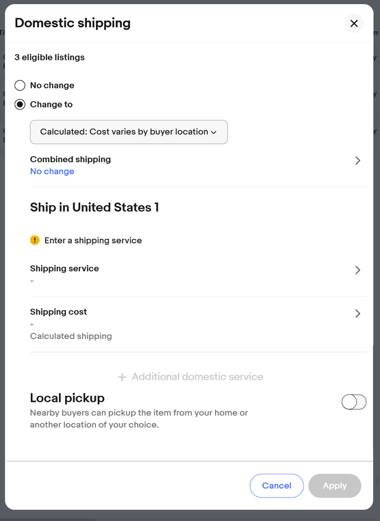 Bulk Editor - domestic shipping