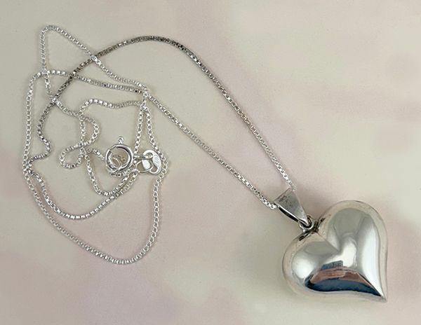 Sterling Puffy Heart Necklace