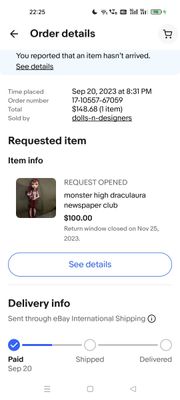 Item not received never shipped out over 4 mths The eBay