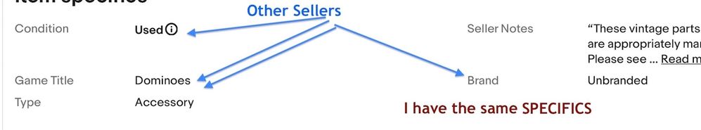 Other Sellers SPECIFICS