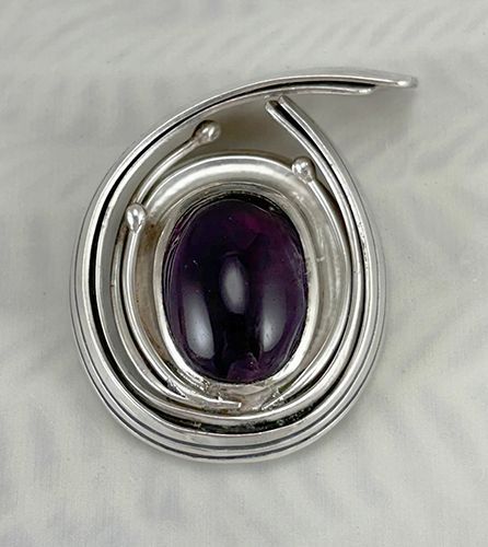 Sterling and Amethyst 1950s Martinez Pin/Pendant