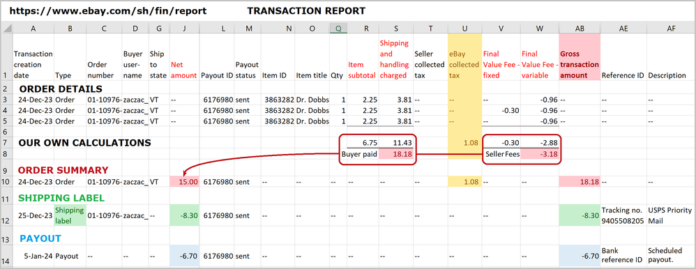Seller Hub 2024 - example year-end transaction report