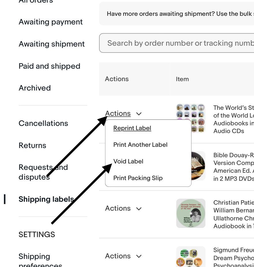 Solved: cancel and get refund for a shipping label - The eBay 