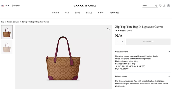 coach 29208 Zip Top Tote Bag In Signature Canvas.png